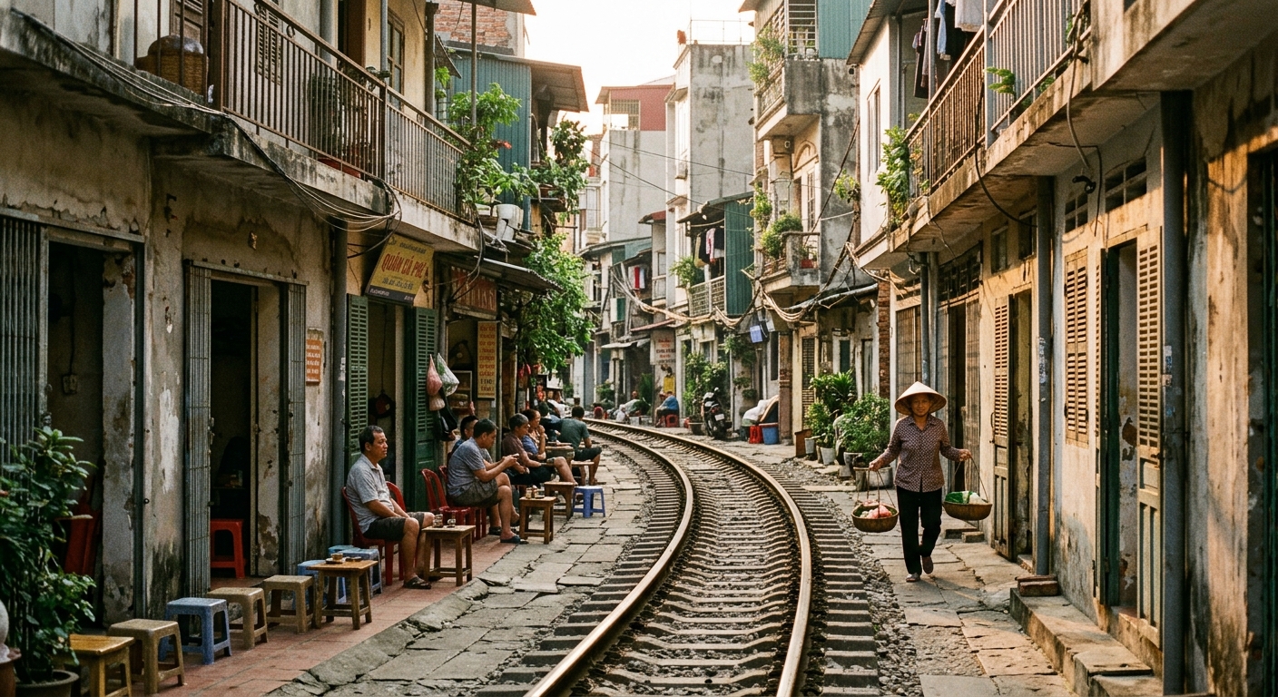 A quiet walk through Hanoi’s train street without breaking the rules